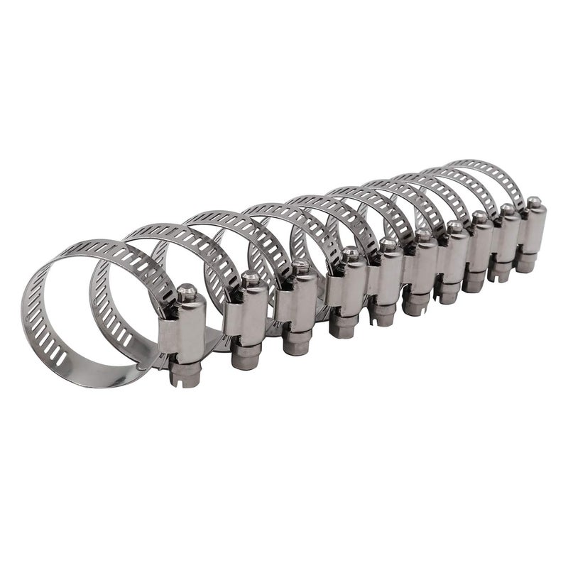 ROADFORMER 1" Worm Gear Hose Clamp - SAE 16 Size, Full Stainless Steel with 1/2" Band Width, Working Range 19mm - 38mm Hose Clamps, 10 Pack - Image 1
